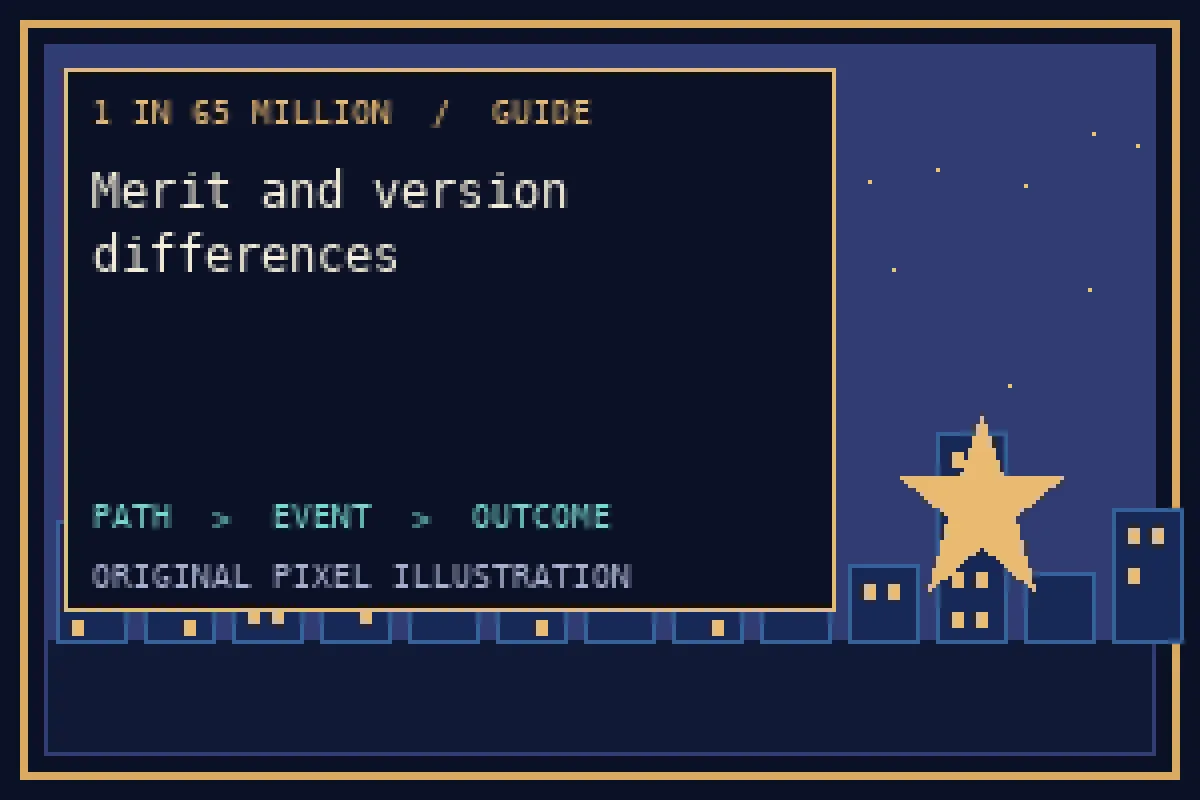 Pixel illustration of merit and version differences in the 1 in 65 million guide