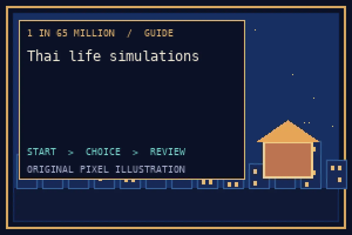 Pixel illustration of thai life simulations in the 1 in 65 million guide