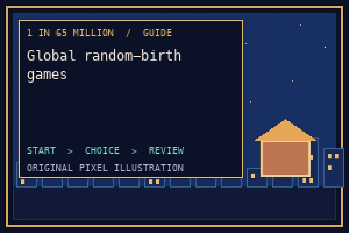 Pixel illustration of global random-birth games in the 1 in 65 million guide